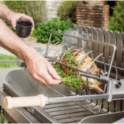 Barbecue à Charbon Le Marquier Exclusive Mendy + Chariot - Inox -BarbuArt Boutique barbecue charbon mendy sur chariot le marquier