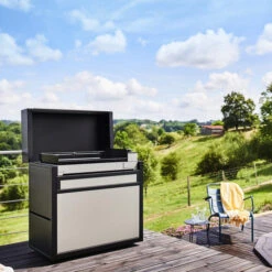 Pack Plancha Gaz Forge Adour PREMIUM 75 Acier Noir Et Gris + Chariot -BarbuArt Boutique chariot plancha forge adour premium 75 acier 1 1