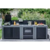 Cuisine D'extérieur ENO Modulo Acier Pour Plancha - 3 Modules Avec Cuisinière Et Chariot Félix -BarbuArt Boutique cuisine modulo 3 cuisiniere chariot felix 3