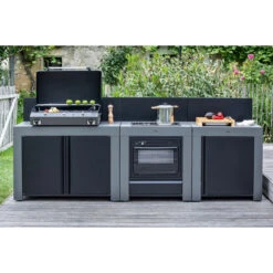 Cuisine D'extérieur ENO Modulo Acier Pour Plancha - 3 Modules Avec Cuisinière Et Chariot Félix -BarbuArt Boutique cuisine modulo 3 cuisiniere chariot felix 5