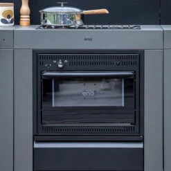 Modulo Cuisinière Four Et Plaque - Gris Acier - Cuisine D'extérieur ENO -BarbuArt Boutique mod7005 cuisiniere modulo gris cuisine exterieur eno ambiance