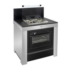 Cuisine D'extérieur ENO Modulo Inox Et Noir Pour Plancha - 3 Modules Avec Cuisinière -BarbuArt Boutique mod8505 1 cuisine exterieur modulo combine noir et inox eno 1