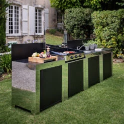 Cuisine D'extérieur Droite ENO Modulo Inox Et Noir Pour Plancha 12 Cuisine D'extérieur Droite ENO Modulo Inox Et Noir Pour Plancha -BarbuArt Boutique modulo inox noir plancha cuisine exterieur eno ambiance 1 min 4