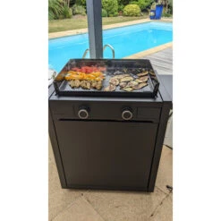 Pack Plancha électrique Forge Adour MODERN 60 Acier Noir + Chariot -BarbuArt Boutique plancha forge adour modern 60 acier sur chariot 6 3